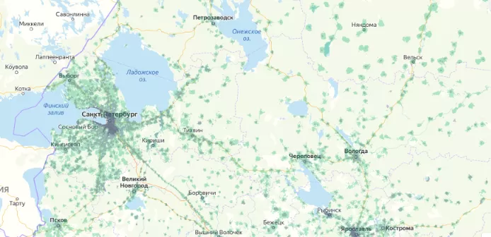 Зона покрытия МТС на карте Ялта 